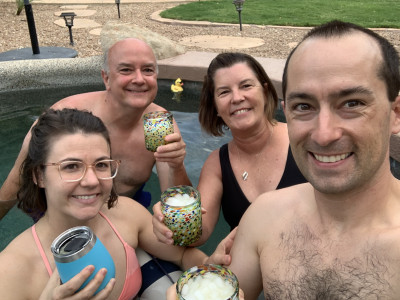 Enjoying our pool with Lee's parents.