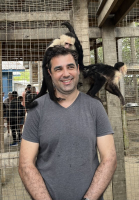 Rudolph meeting some monkeys in Honduras.